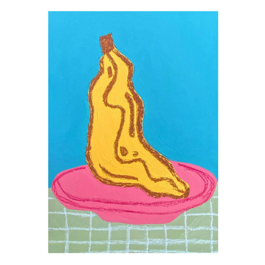 the wonky banana - original mixed media painting