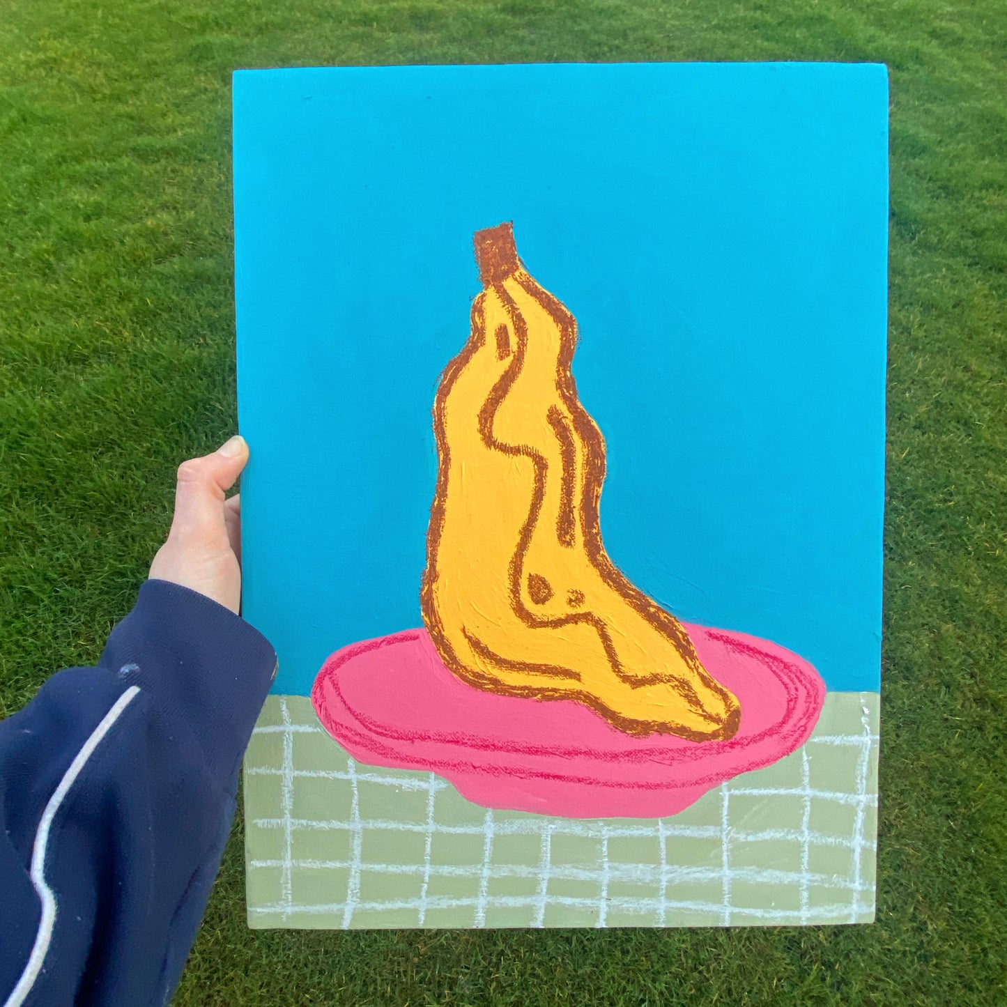 the wonky banana - original mixed media painting