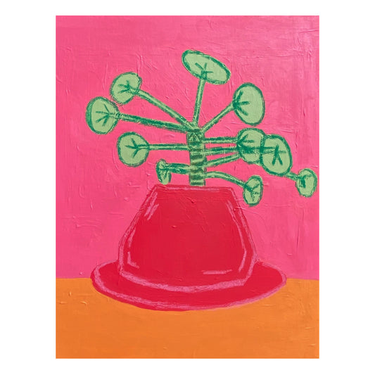 the chinese money plant - original mixed media painting